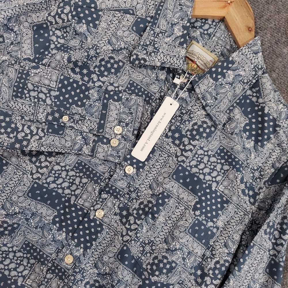 Rocking K Ranchwear Shirt Mens Small Blue Paisley Long Sleeve Button Up Western